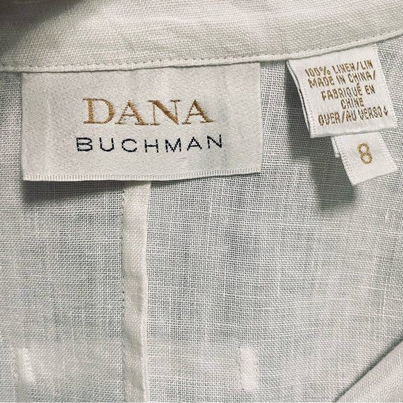 Dana Buchman Linen 4- pocket Camp Shirt Size 8, White Button-Up Shirt - Picture 5 of 7